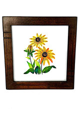 Bunyaad Pakistan CAN 212240 Dark Red Oak Striped Wood Frame - 6"x6"