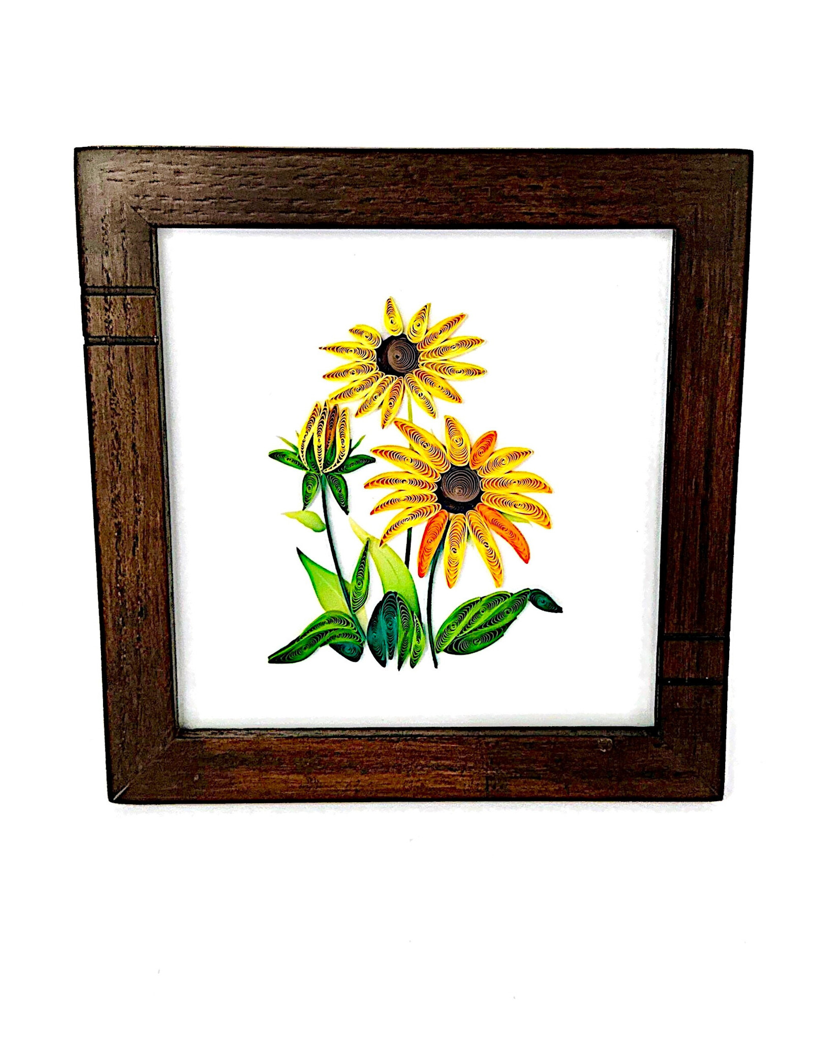 Bunyaad Pakistan CAN 212240 Dark Red Oak Striped Wood Frame - 6"x6"
