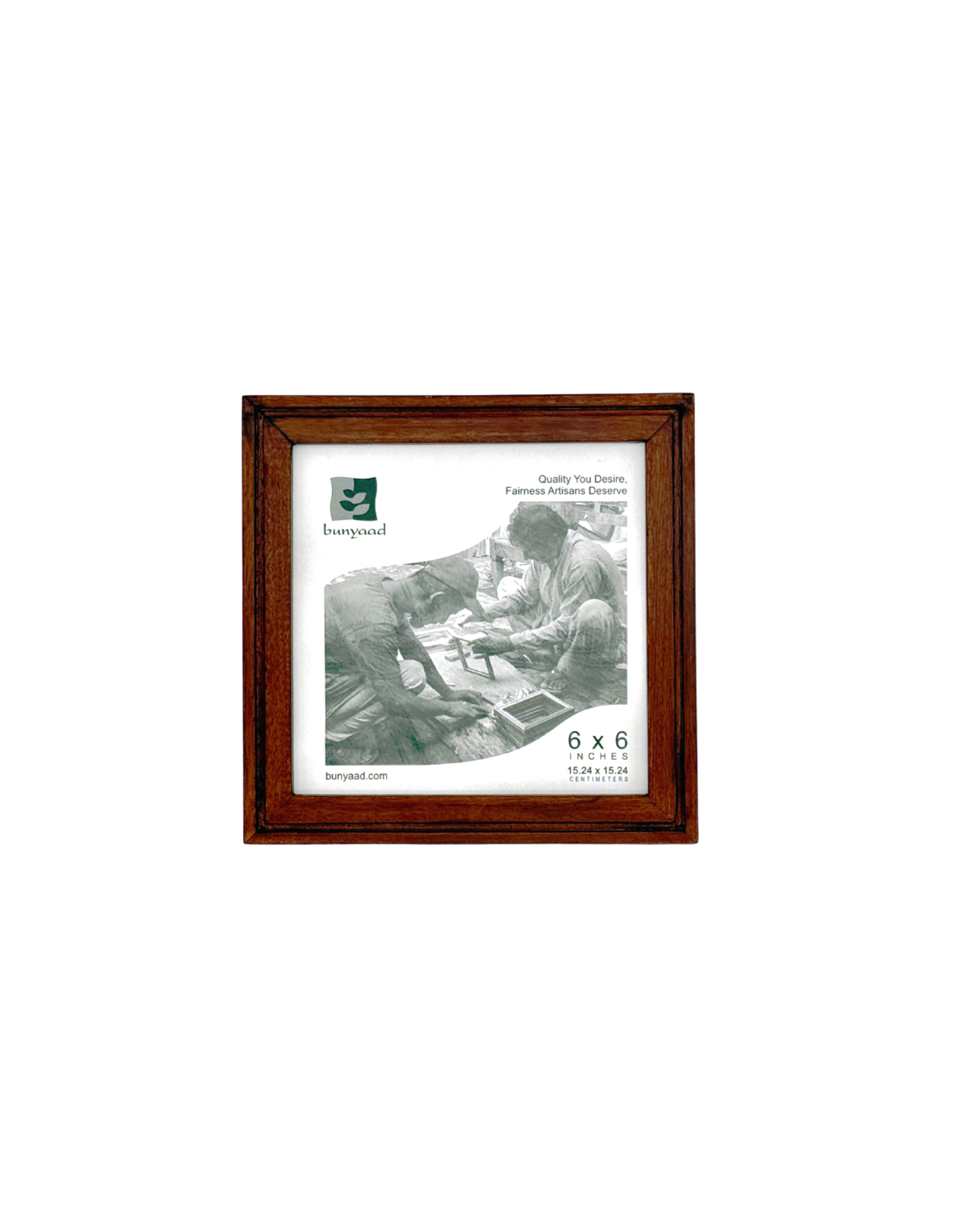 Bunyaad Pakistan Natural Etched Wood Frame - 6"x6"