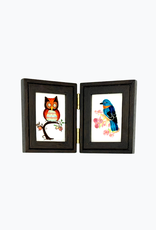 Bunyaad Pakistan Dark Red Oak Etched Wood Frame- Gift Enclosure Duo Hinged