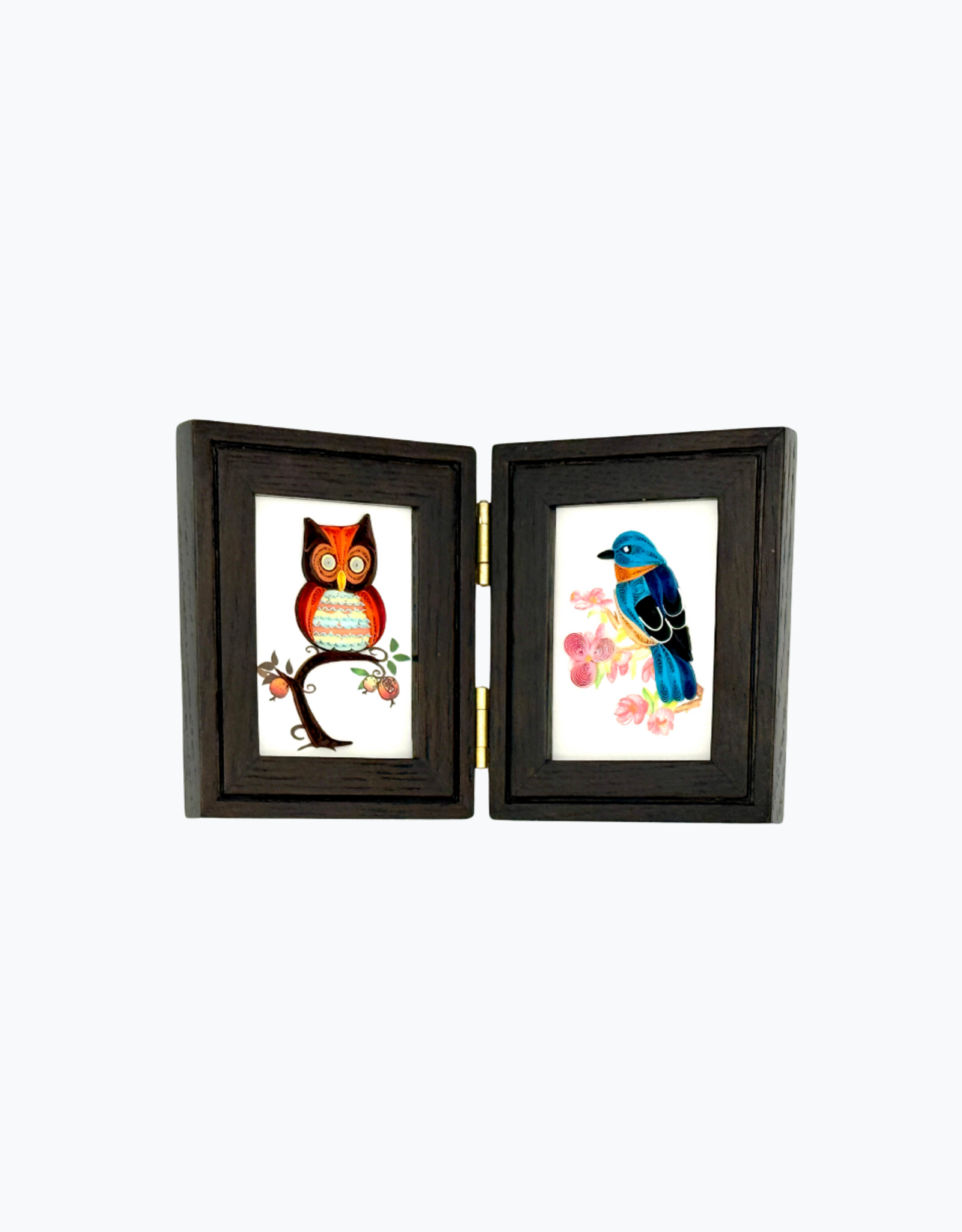 Bunyaad Pakistan Dark Red Oak Etched Wood Frame- Gift Enclosure Duo Hinged