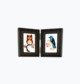 Bunyaad Pakistan Dark Red Oak Etched Wood Frame- Gift Enclosure Duo Hinged