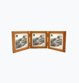 Bunyaad Pakistan Natural Red Oak Striped Wood Trio Frame Hinged
