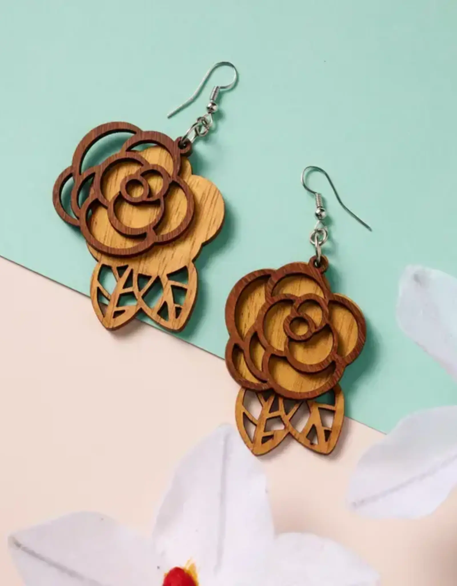 Ten Thousand Villages Rosas Langka Wood Earrings