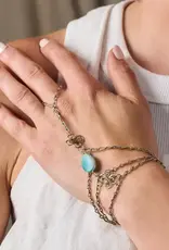 Ten Thousand Villages Trebol Amazonite Ring and Hand Chain Bracelet
