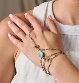 Ten Thousand Villages Trebol Amazonite Ring and Hand Chain Bracelet