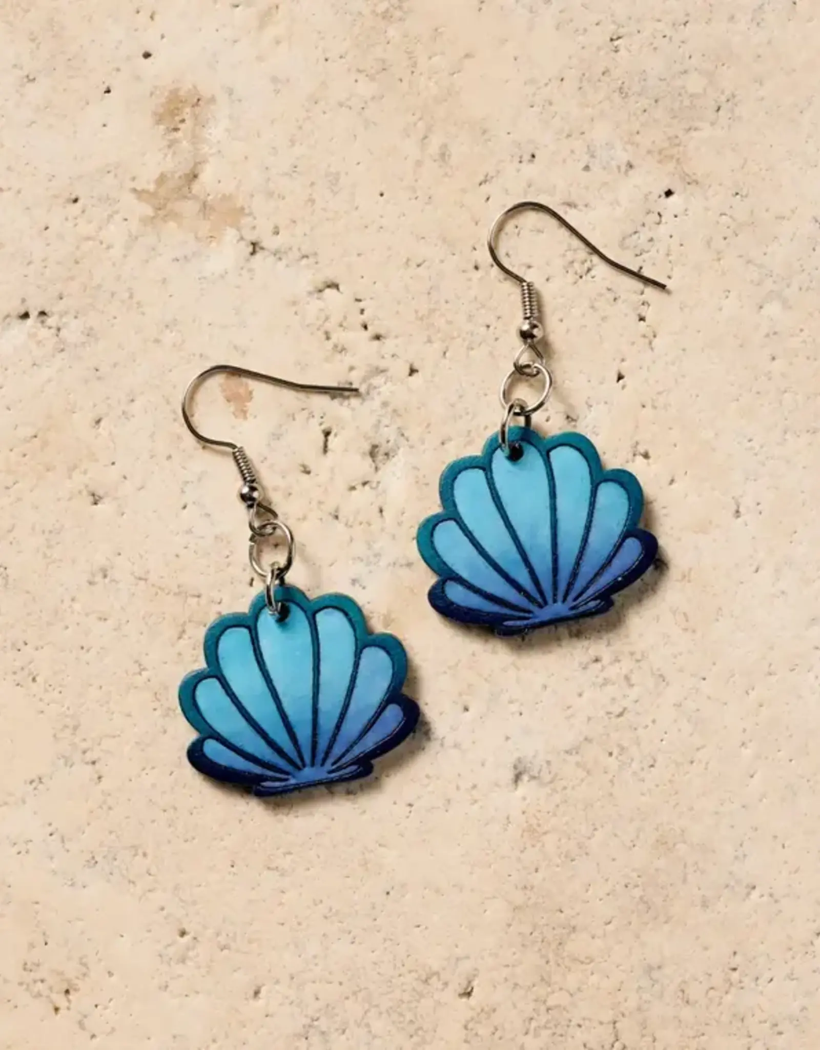 Ten Thousand Villages Gourd Seashell Dangle Earrings