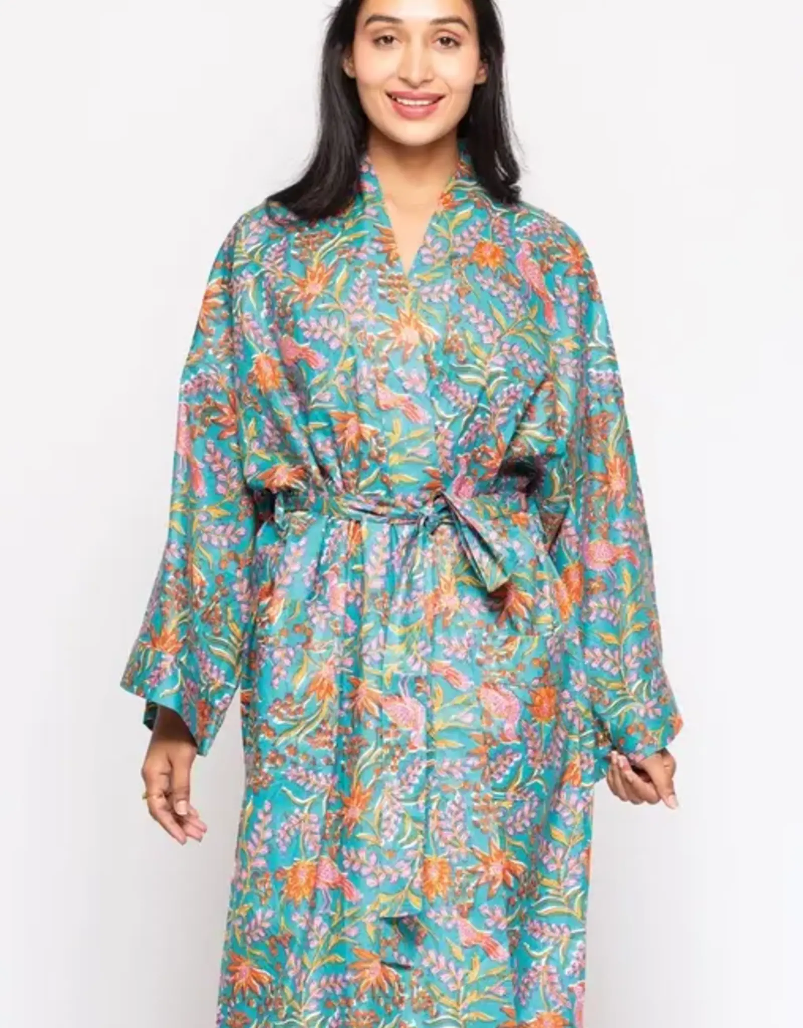 Sevya Handmade Reva Kimono Robe (Blue Multi)