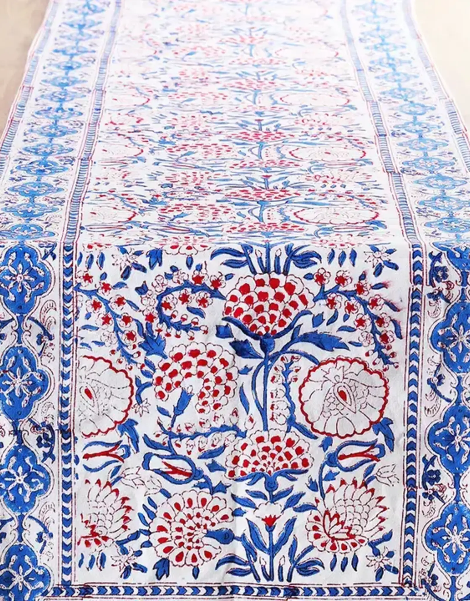 Sevya Handmade Blue and Red Floral Table Runner