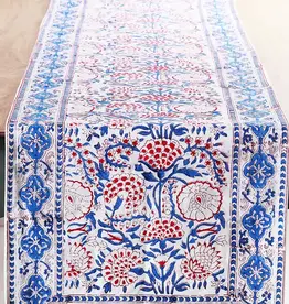 Sevya Handmade Blue and Red Floral Table Runner