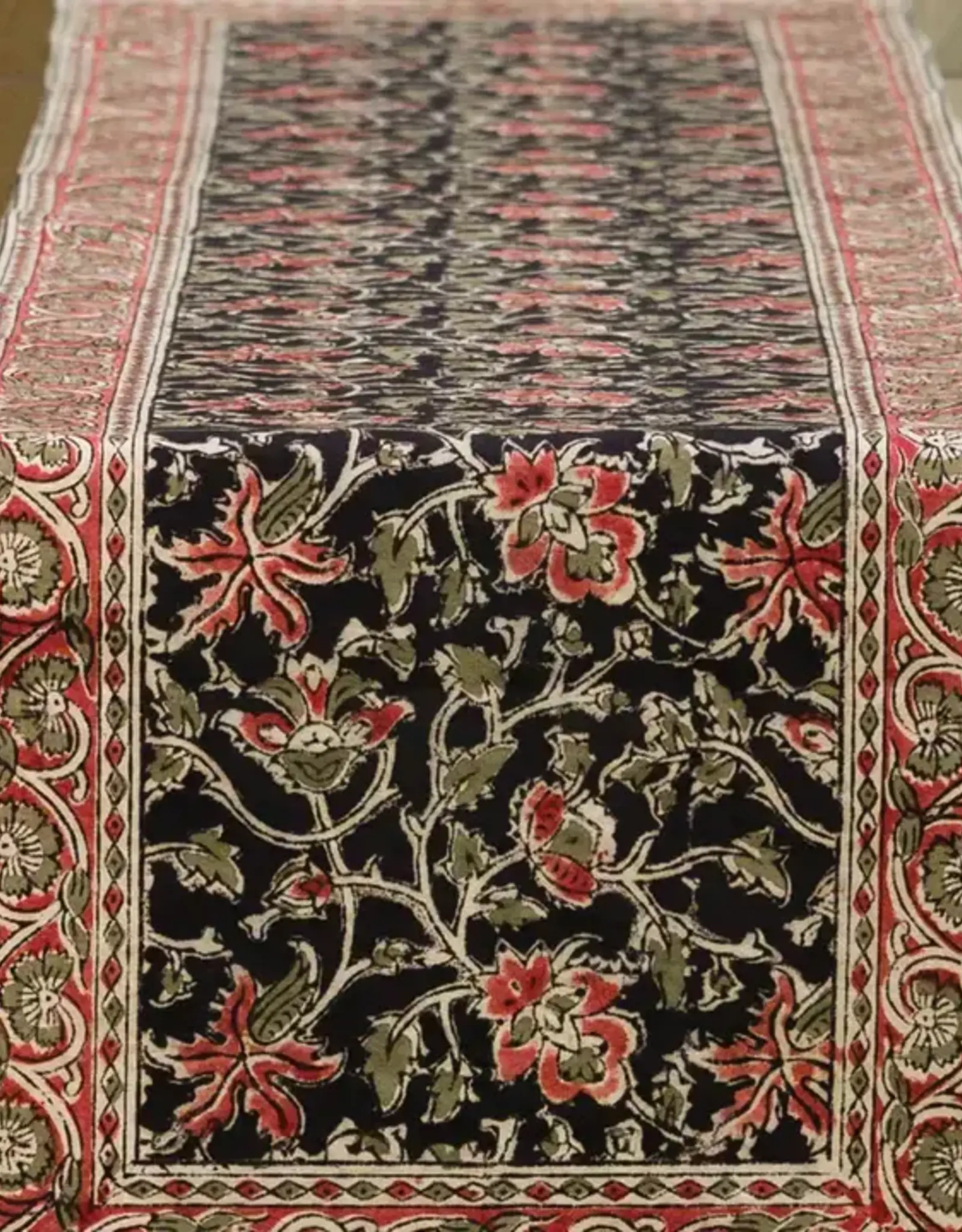 Sevya Handmade Hibiscus Kamalkari Table Runner