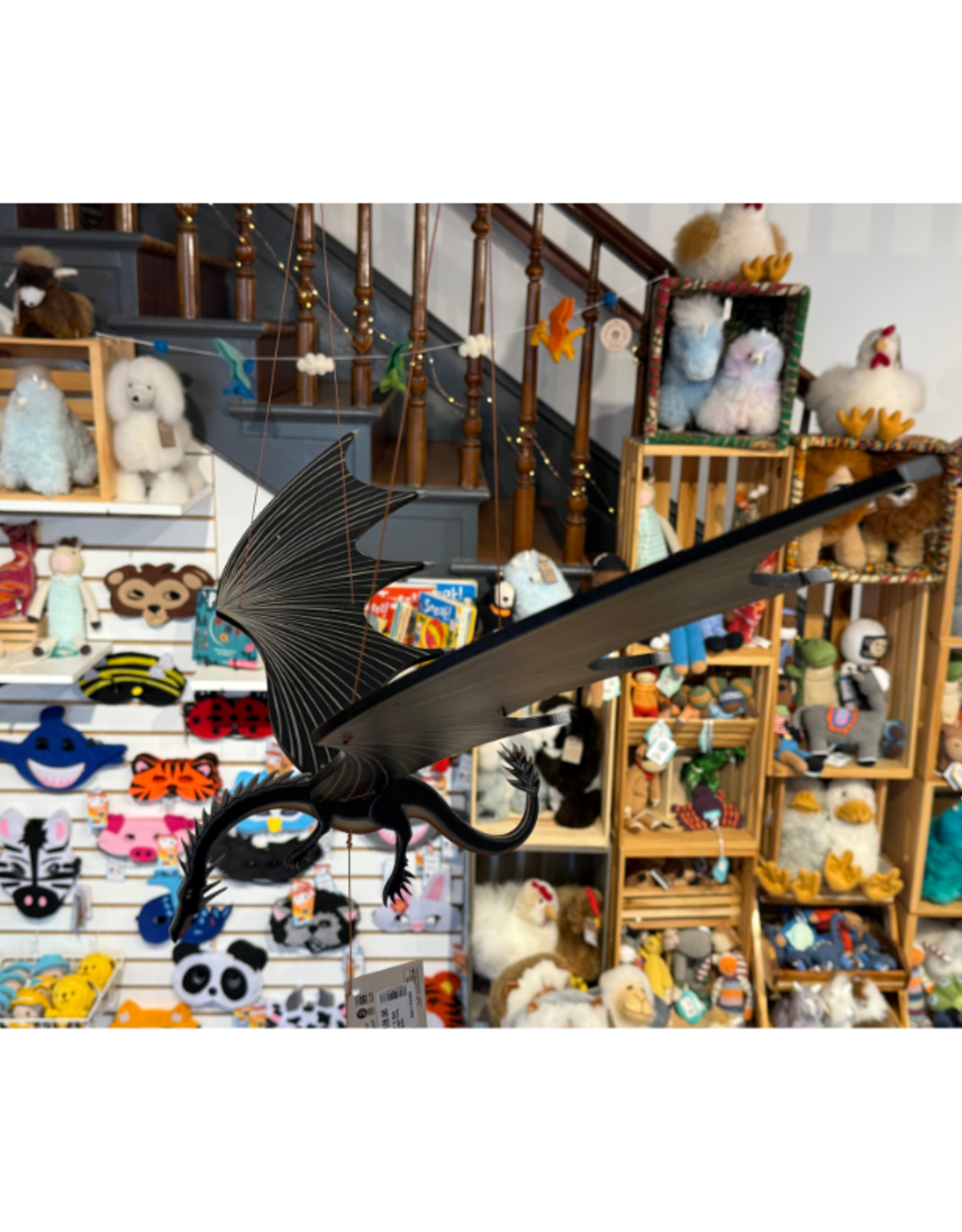 Tulia Artisans 32" XL Black Dragon Flying Mobile
