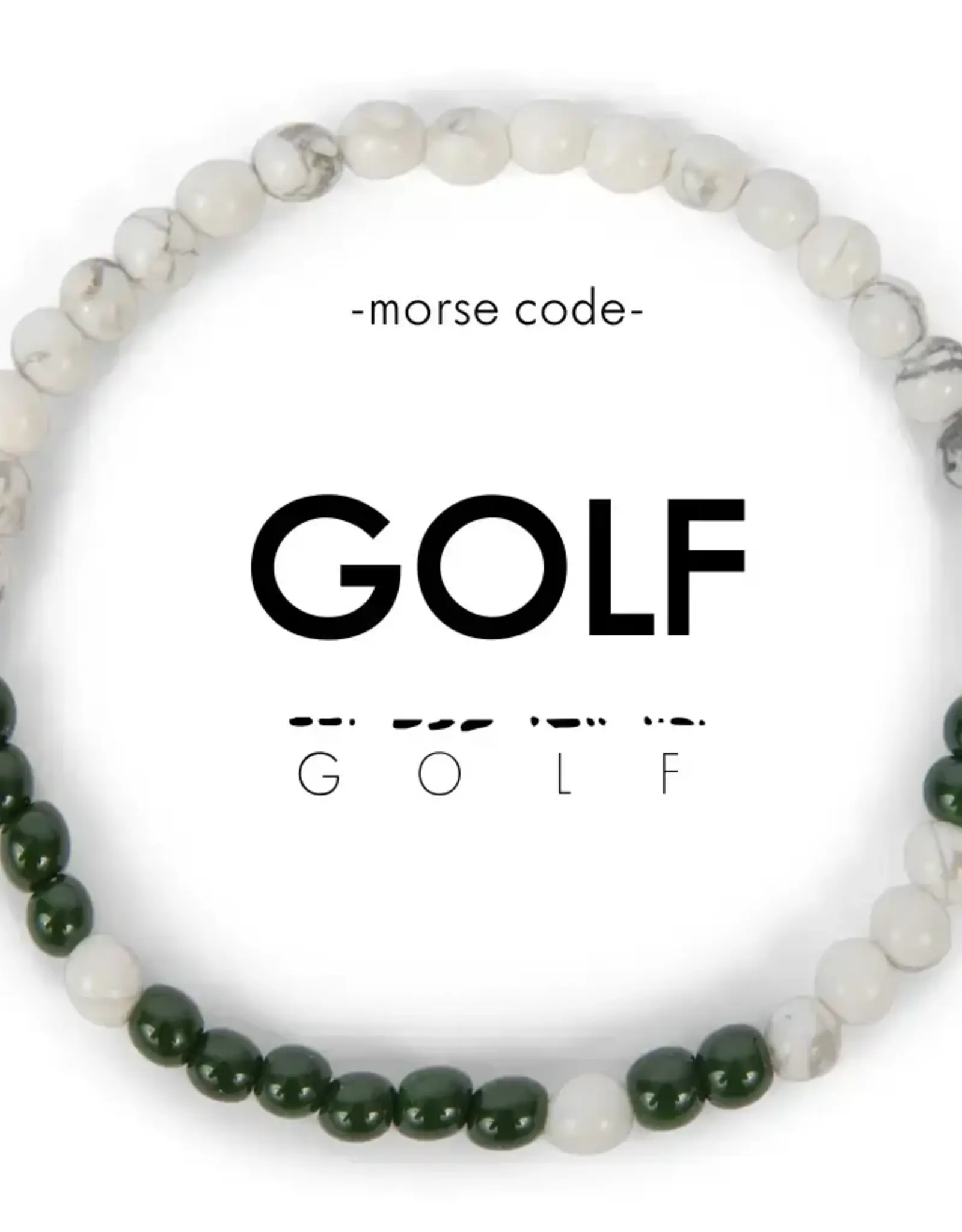 EthicGoods Morse Code Bracelet: Golf (Dark Green & Howlite)