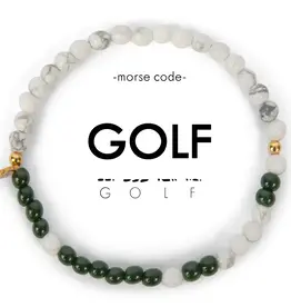EthicGoods Morse Code Bracelet: Golf (Dark Green & Howlite)