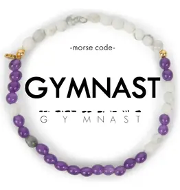 EthicGoods Morse Code Bracelet: Gymnast (Dark Purple & Howlite)