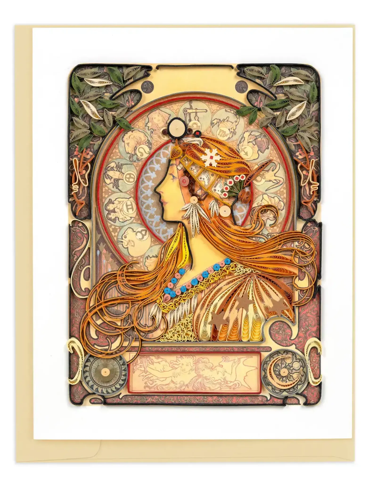 Quilling Card Quilled Zodiac Mucha Greeting Card - Artist Series