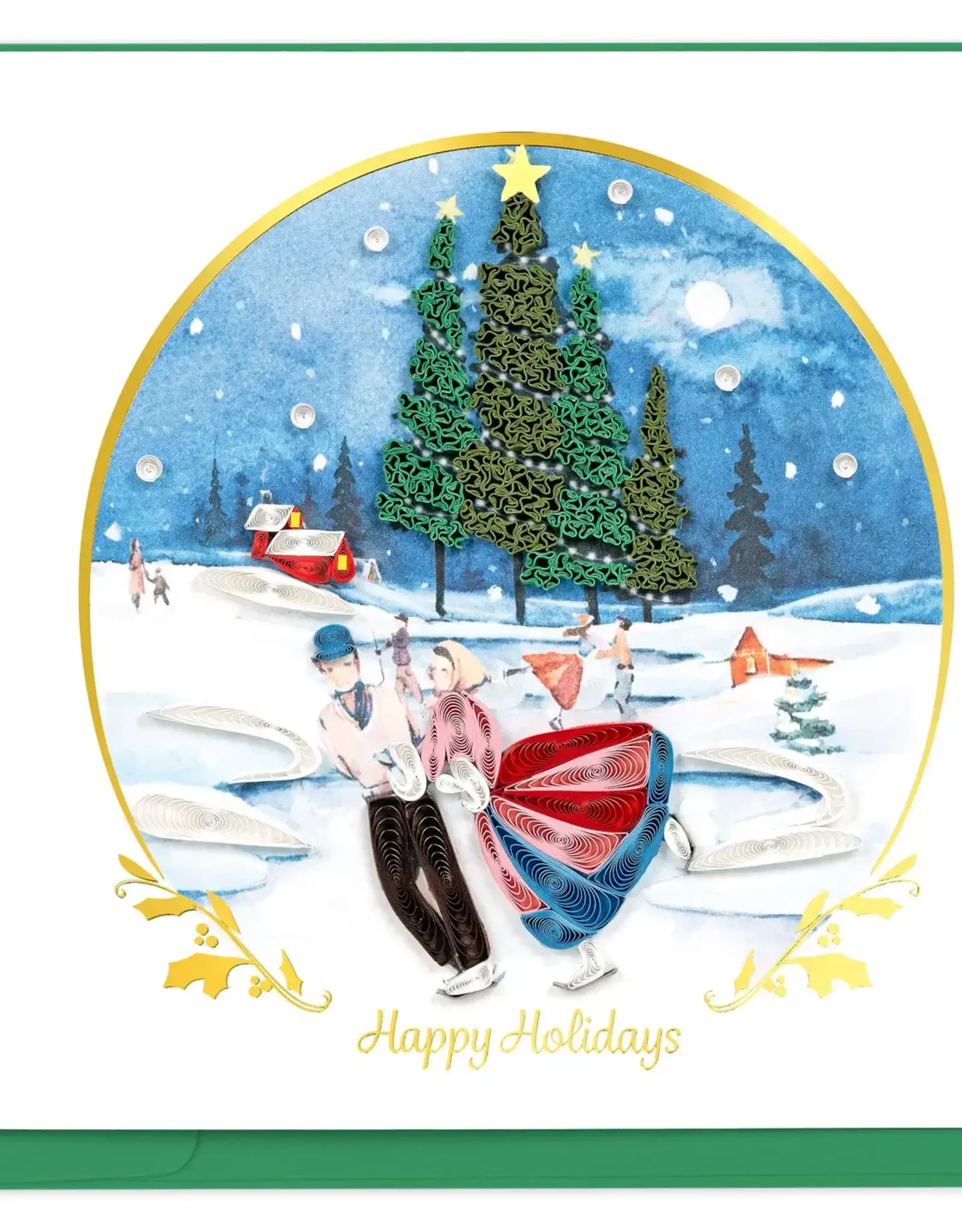 Quilling Card Quilled Ice Skating Scene Greeting Card