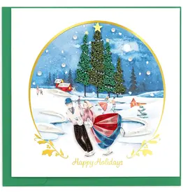 Quilling Card Quilled Ice Skating Scene Greeting Card
