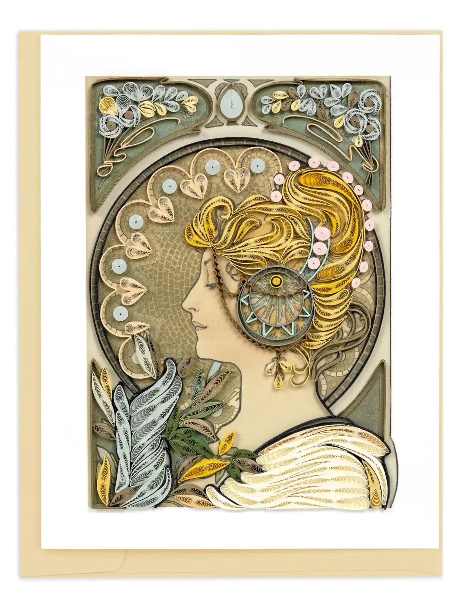 Quilling Card Quilled La Plume, Mucha Greeting Card - Artist Series
