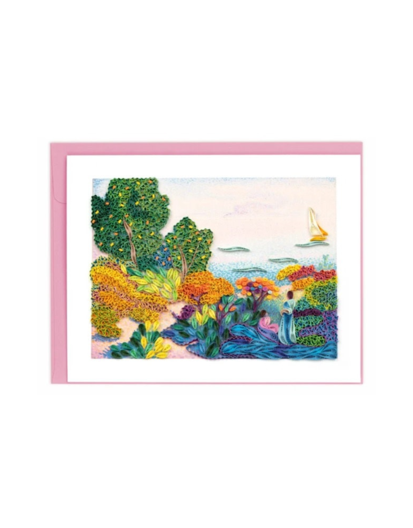 Quilling Card Quilled Two Women by the Shore Mediterranean, Cross- Artist Series