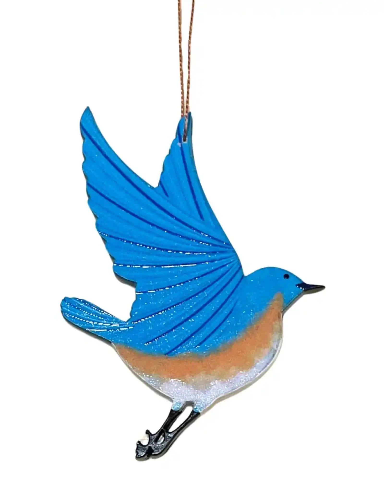 Tulia Artisans Eastern Bluebird Wood Ornament