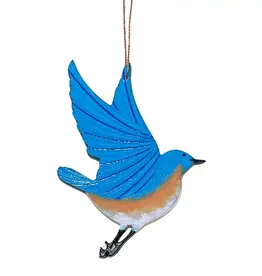 Tulia Artisans Eastern Bluebird Wood Ornament