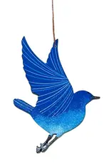 Tulia Artisans Blue Bird Wood Ornament