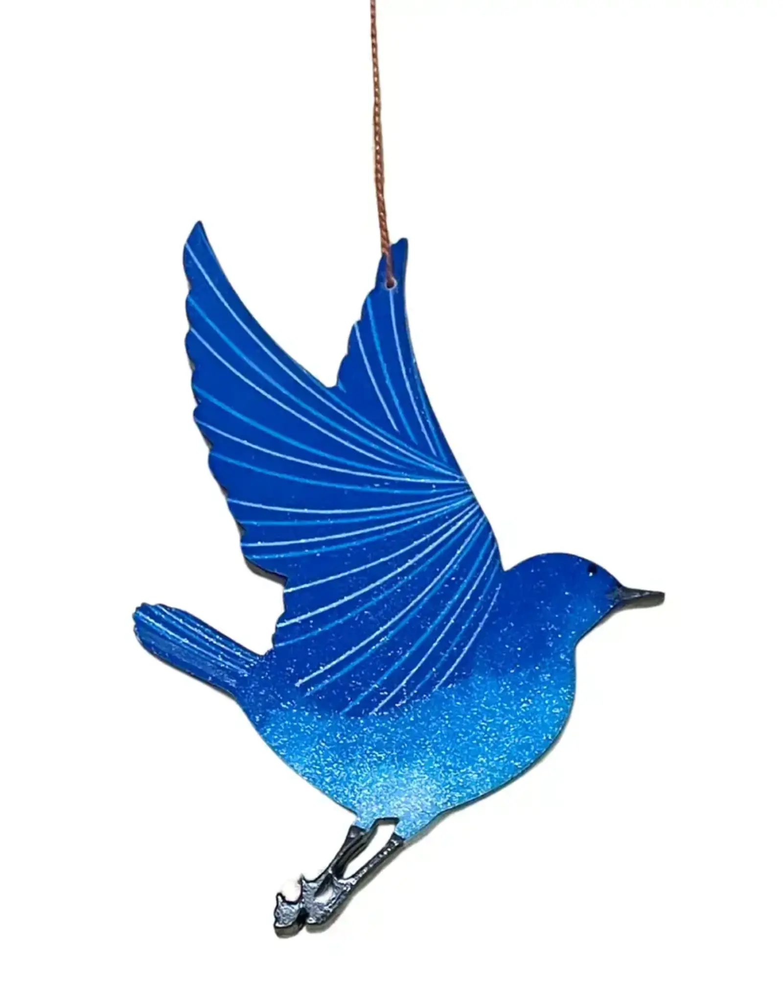 Tulia Artisans Blue Bird Wood Ornament