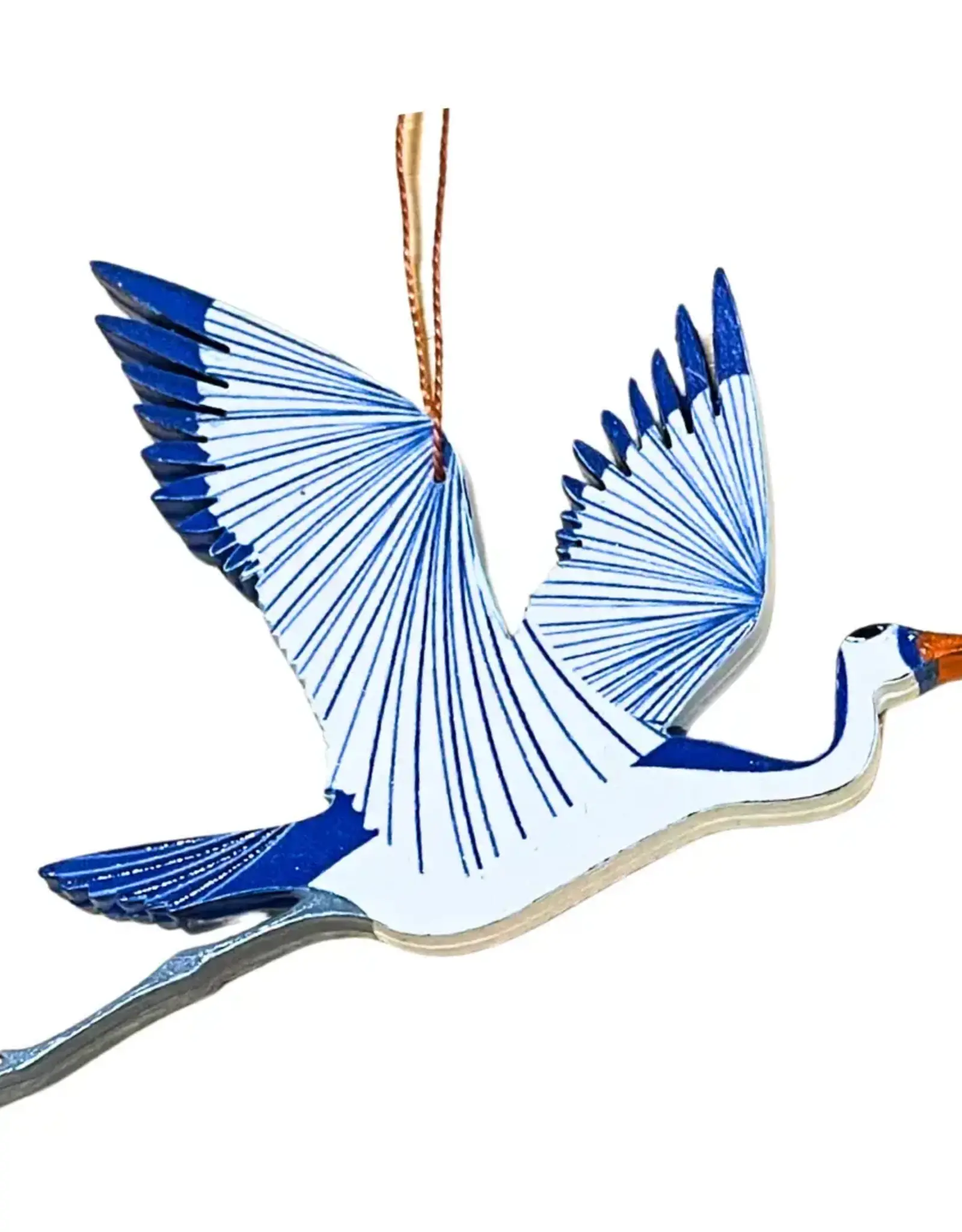 Tulia Artisans Heron Wood Ornament