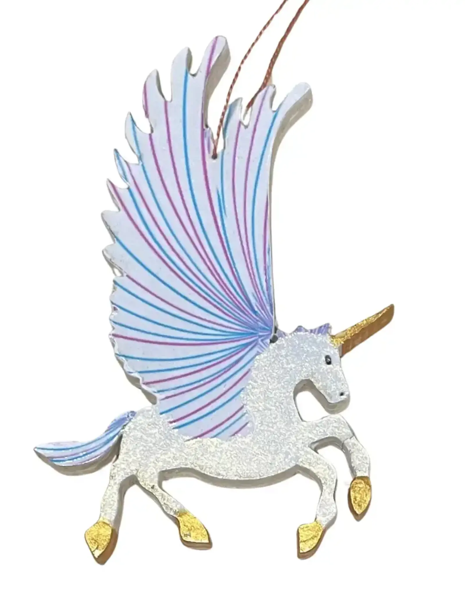 Tulia Artisans Unicorn Wood Ornament