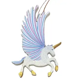 Tulia Artisans Unicorn Wood Ornament