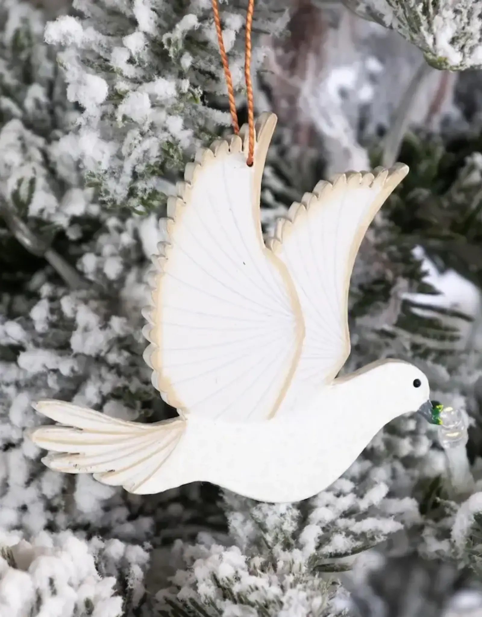 Tulia Artisans Peace Dove Wood Ornament