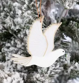 Tulia Artisans Peace Dove Wood Ornament