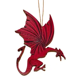 Tulia Artisans Welsh Dragon Wood Ornament