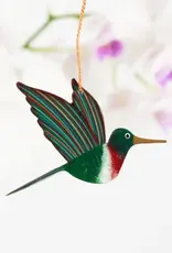 Tulia Artisans Ruby Throated Hummingbird Wood Ornament