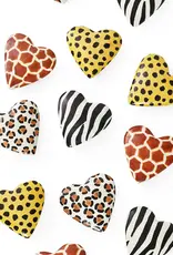 Swahili African Modern Safari Animal Print Soapstone Hearts