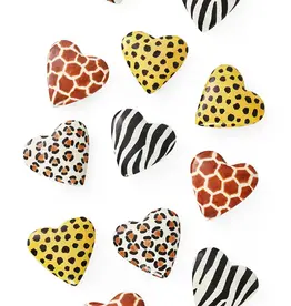 Swahili African Modern Safari Animal Print Soapstone Hearts