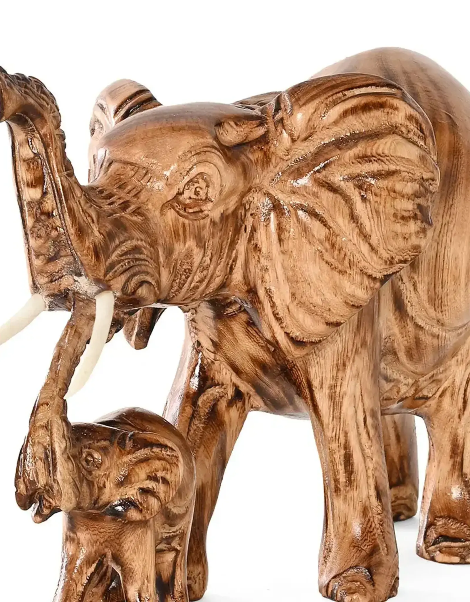 Swahili African Modern Mama and Baby African Elephant Sculpture