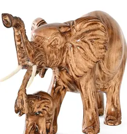 Swahili African Modern Mama and Baby African Elephant Sculpture