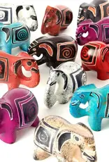 Swahili African Modern Colorful Hand Carved Soapstone Elephants