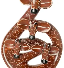 Swahili African Modern Giraffe Family of Four Sculpture
