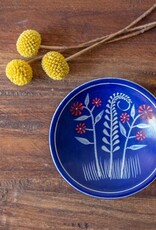 Global Crafts Soapstone Blue Dish with Red Flower