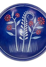 Global Crafts Soapstone Blue Dish with Red Flower