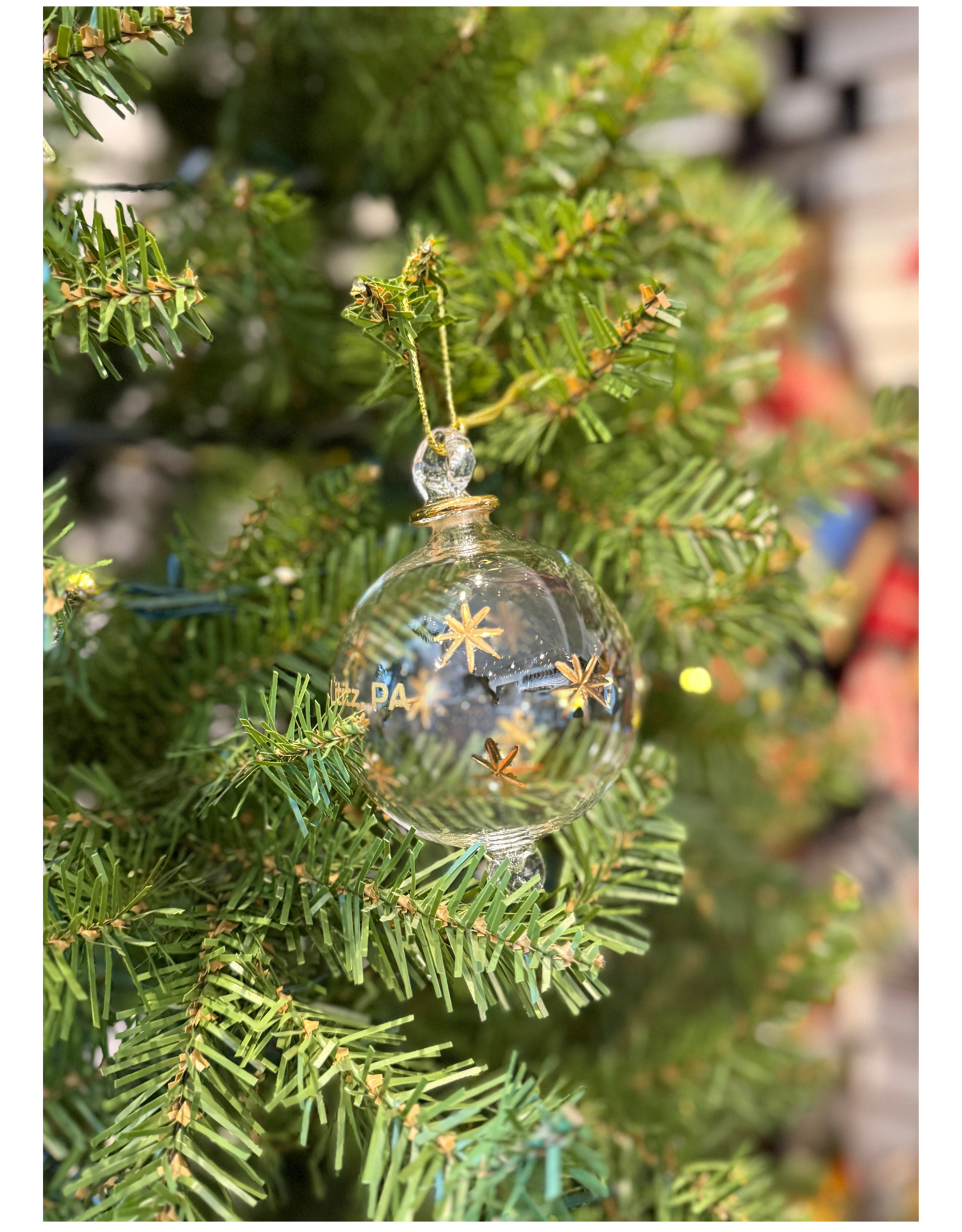Dandarah Blown Glass Ornament - Gold Stars Lititz