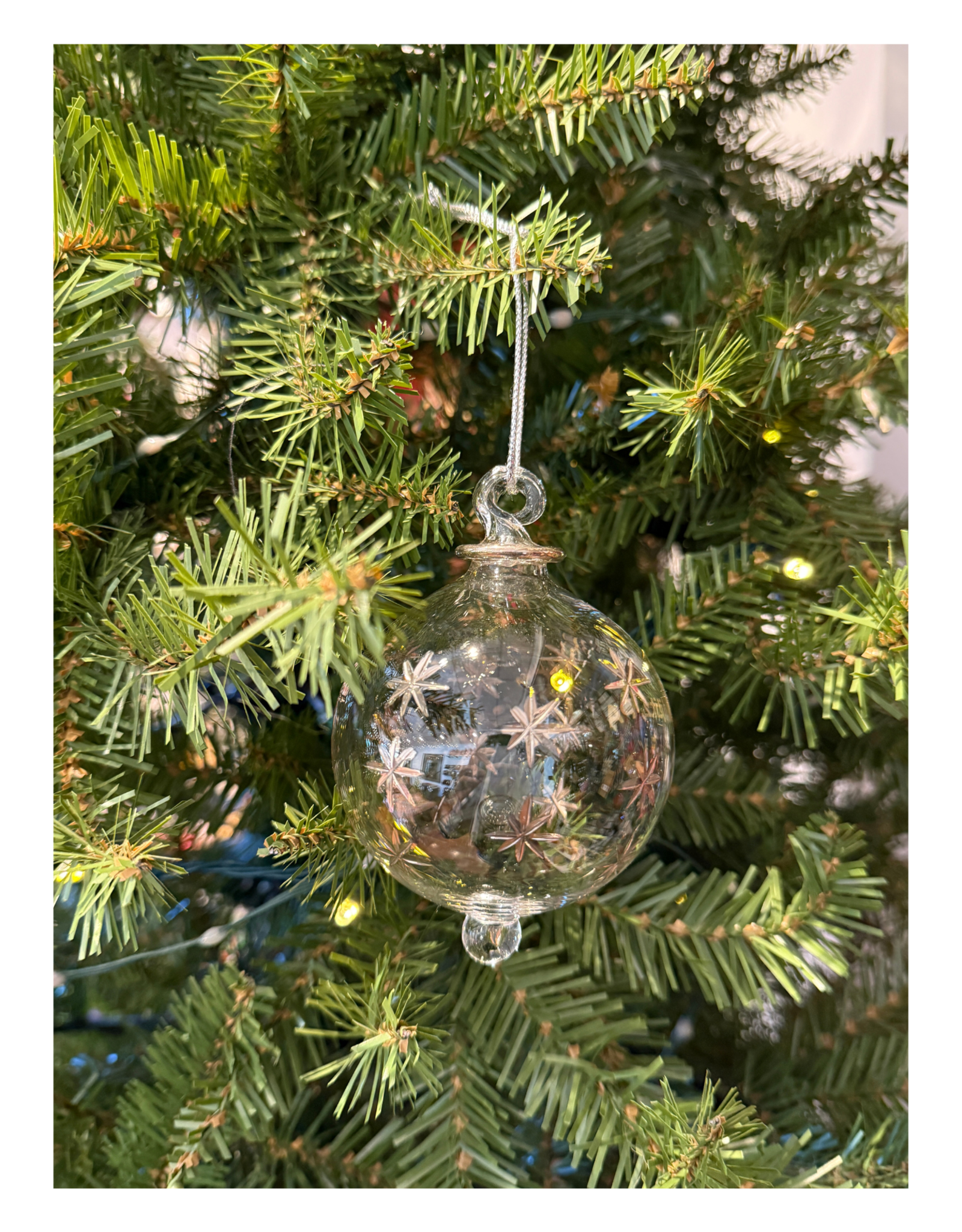Dandarah Blown Glass Ornament - Silver Stars Lititz