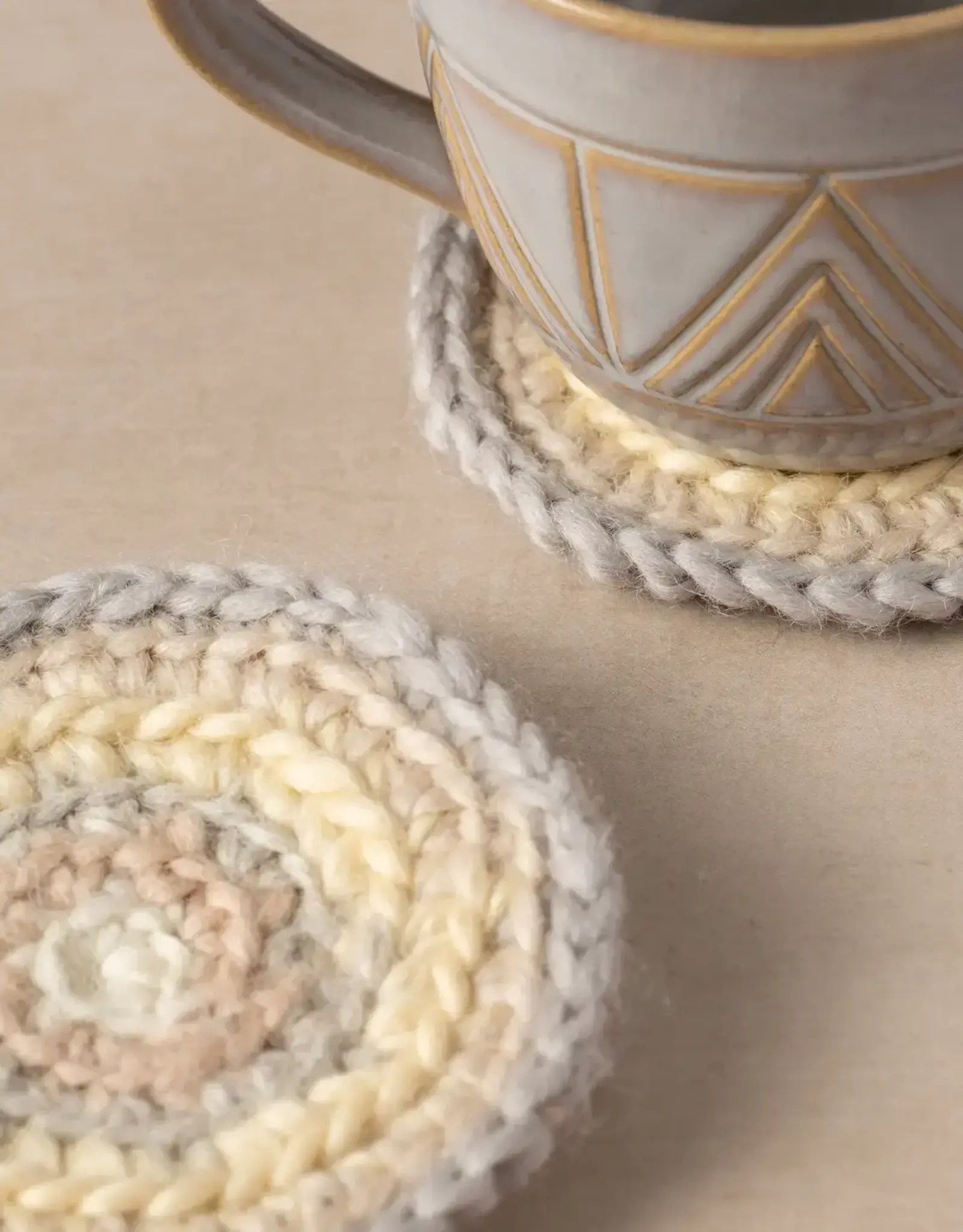 Ten Thousand Villages Watercolor Crocheted Mug Rug