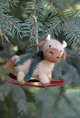 Melange Collection Skiing Cow Ornament
