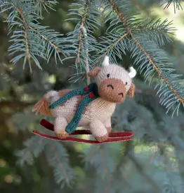 Melange Collection Skiing Cow Ornament