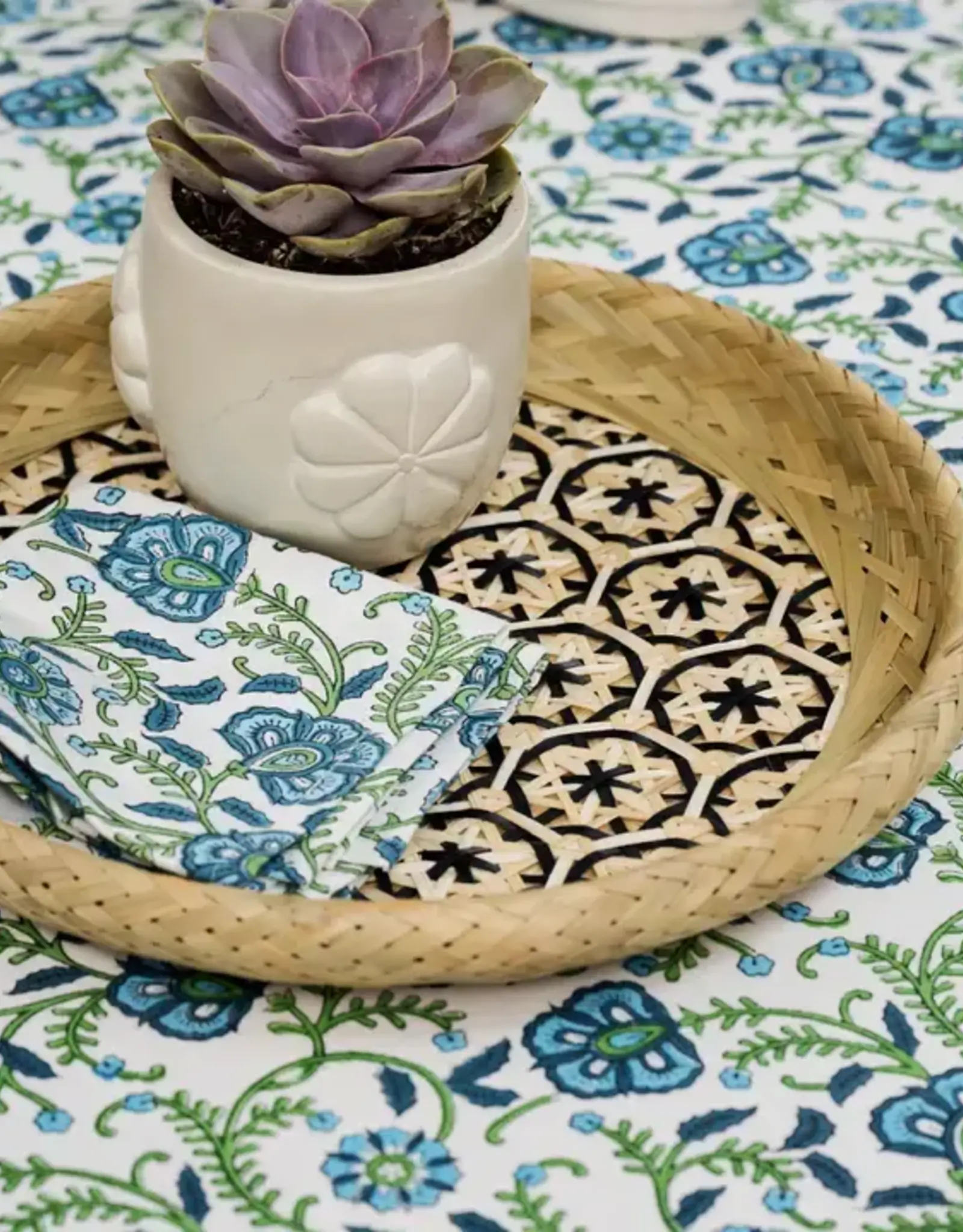 Ten Thousand Villages Bamboo Basket with Black 10.5"