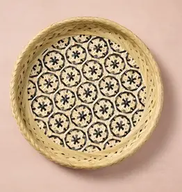 Ten Thousand Villages Bamboo Basket with Black 13.5"